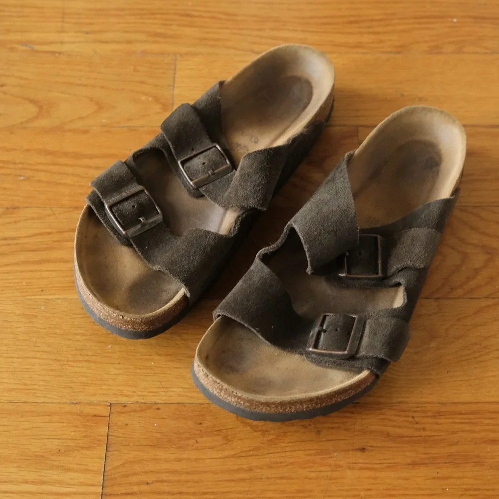 Birkenstock Arizona Sandals Mocha Brown Suede Double Strap Gorpcore 43 Slides